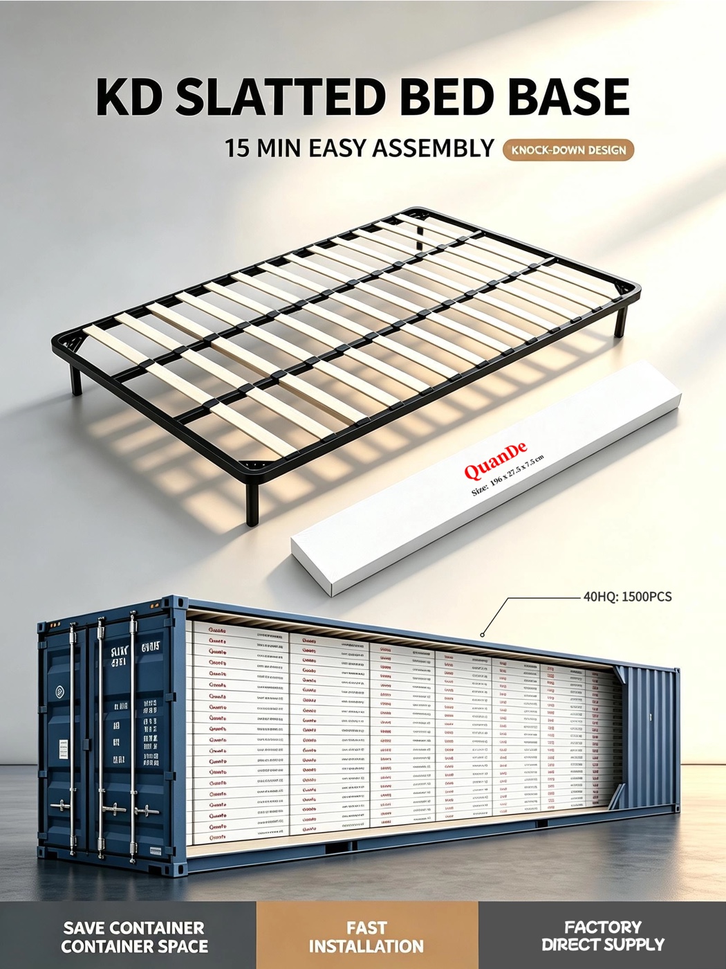 KD poplar knock-down bed base poster